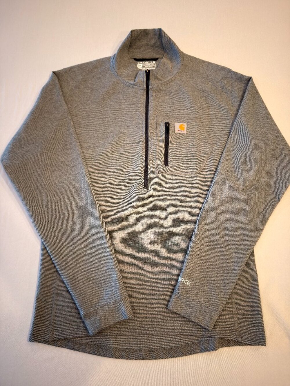 Carhartt Quarter-Zip Performance Pullover Chest Pocket Gray S